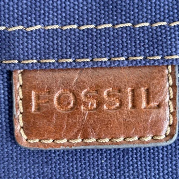 Fossil Cameron Fabric Satchel Bag Navy Blue Floral Embroidery ZB4477997 New - Picture 10 of 14